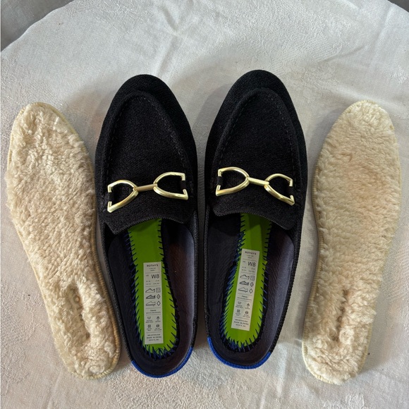 Rothy's Black ReVelvet Mules with Gold Horsebit Detail size 8 - Picture 5 of 8